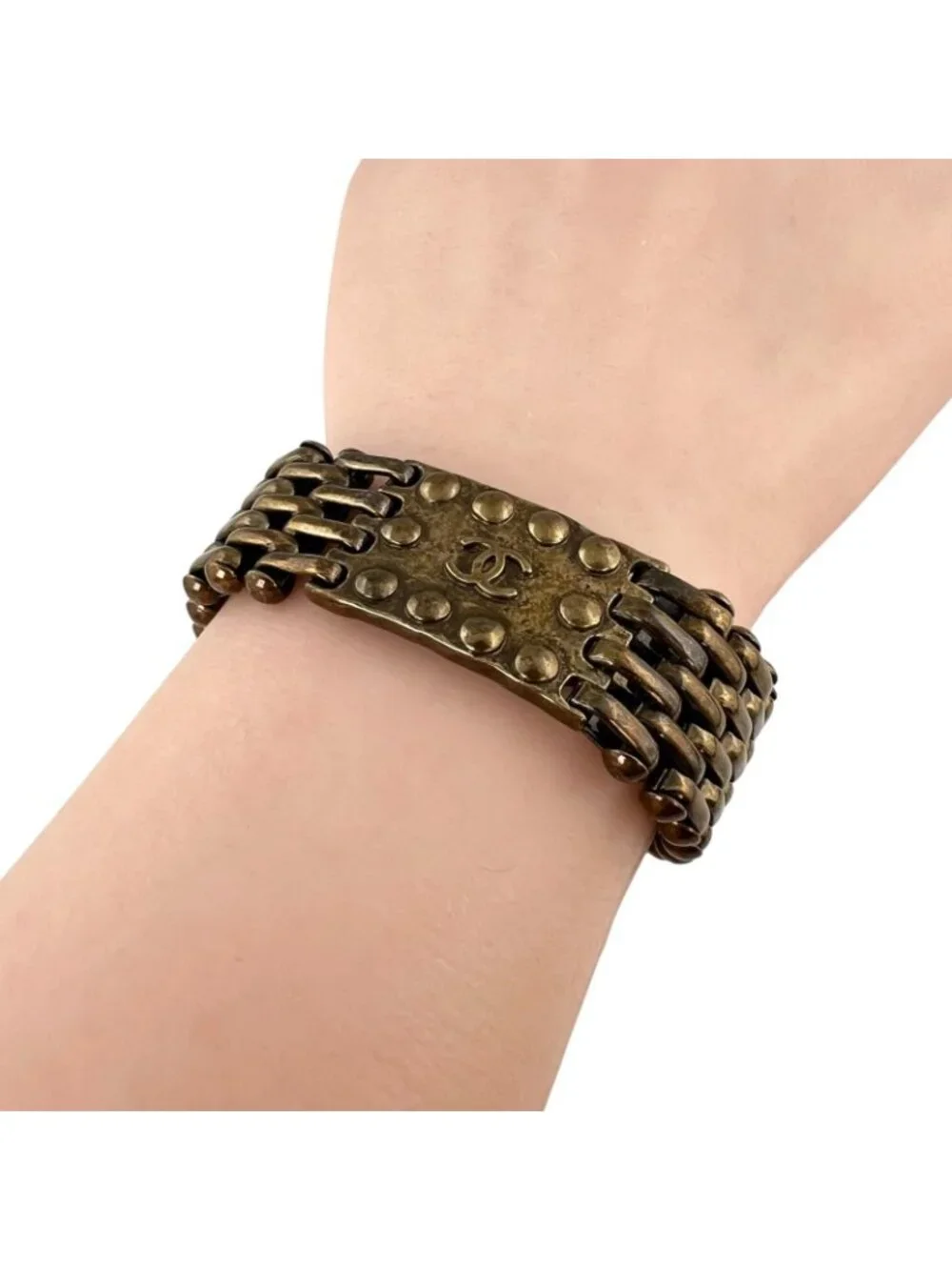 Chanel Vintage CC Logo Blanc Bracelet
